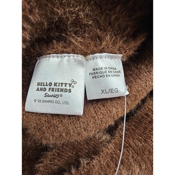 Sanrio Hello Kitty and Friends Brown Fuzzy Cardigan Bows XL KTHK015GLB NWT - Picture 4 of 7